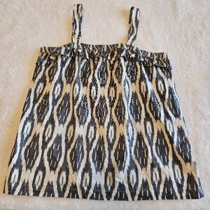 J. Crew Size 8, Black and Cream Patterned Top W/ Adjustable Straps and POCKETS